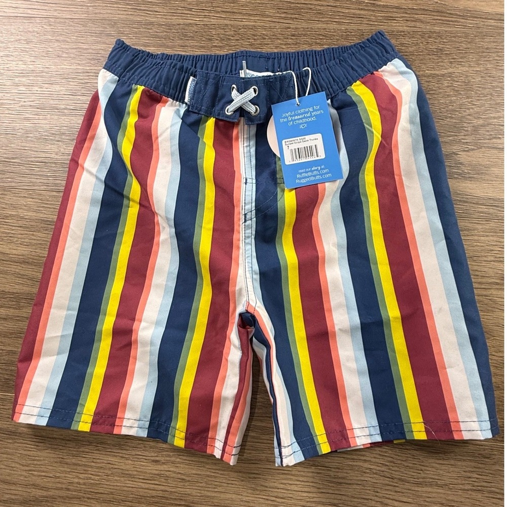 RuggedButts Boys Sunset Stripe Swim Trunks Multi Color UPF 50+ 7 NWT Board Short